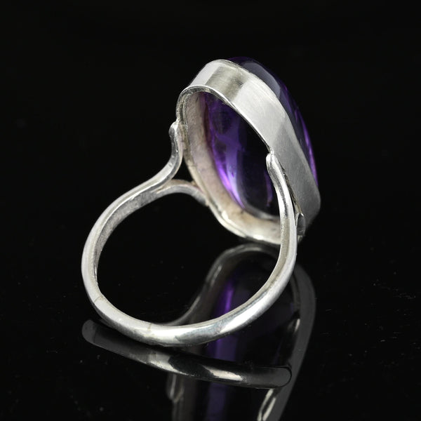 Large Scottish Amethyst Cabochon Ring in Silver - Boylerpf