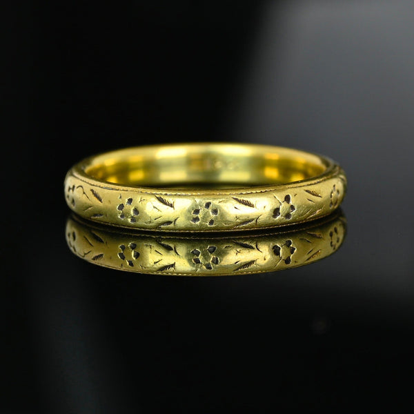 Antique Art Deco 18K Gold Orange Blossom Wedding Band