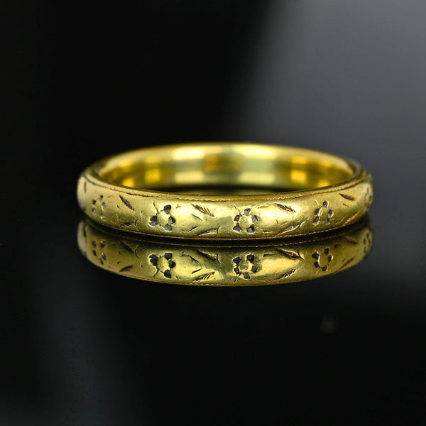 Antique Art Deco 18K Gold Orange Blossom Wedding Band