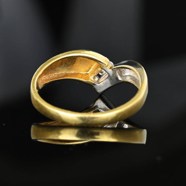 Vintage 14K Gold Two Tone Wishbone Diamond Ring - Boylerpf