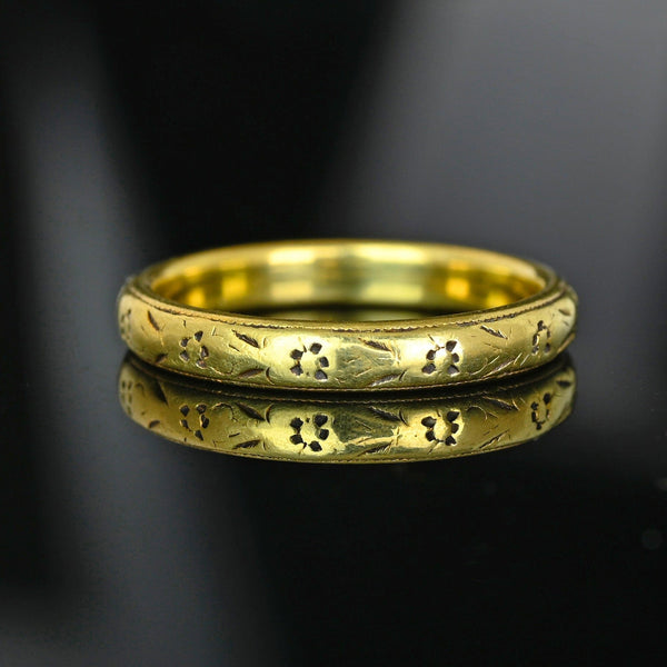 Antique Art Deco 18K Gold Orange Blossom Wedding Band
