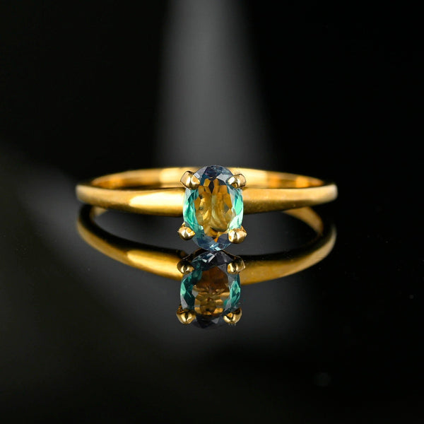 Solitaire Natural Chrysoberyl Alexandrite Ring, 14K Gold - Boylerpf