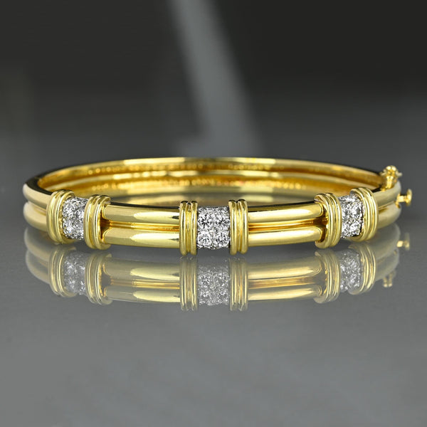 Vintage Tiffany & Co. 18K Gold Diamond Bangle Bracelet
