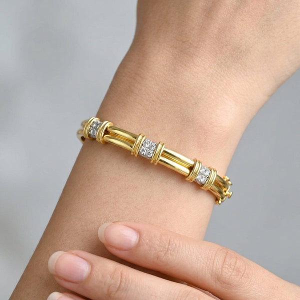 Vintage Tiffany & Co. 18K Gold Diamond Bangle Bracelet