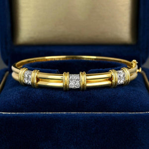 Vintage Tiffany & Co. 18K Gold Diamond Bangle Bracelet - Boylerpf