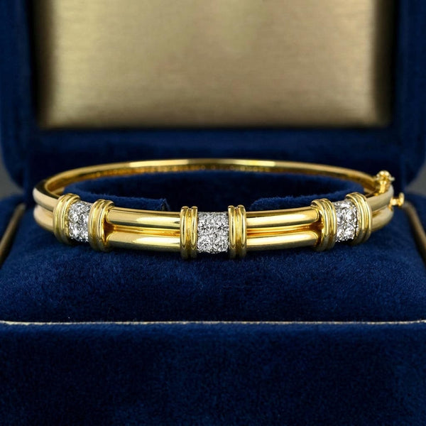 Vintage Tiffany & Co. 18K Gold Diamond Bangle Bracelet