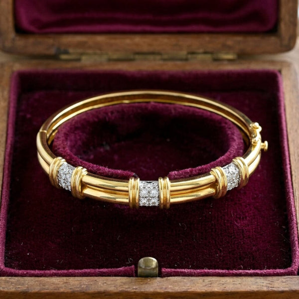Vintage Tiffany & Co. 18K Gold Diamond Bangle Bracelet