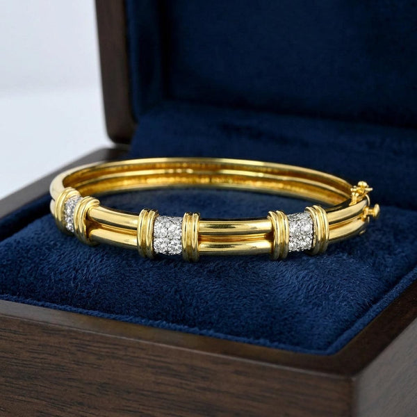 Vintage Tiffany & Co. 18K Gold Diamond Bangle Bracelet