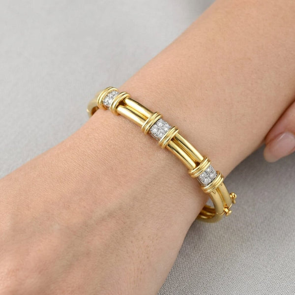 Vintage Tiffany & Co. 18K Gold Diamond Bangle Bracelet