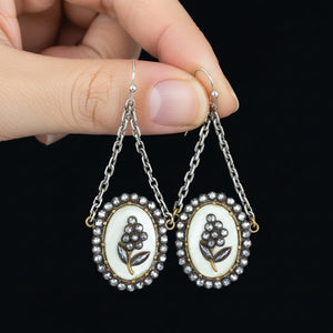 Antique Georgian Cut Steel Mother of Pearl Earrings - Boylerpf