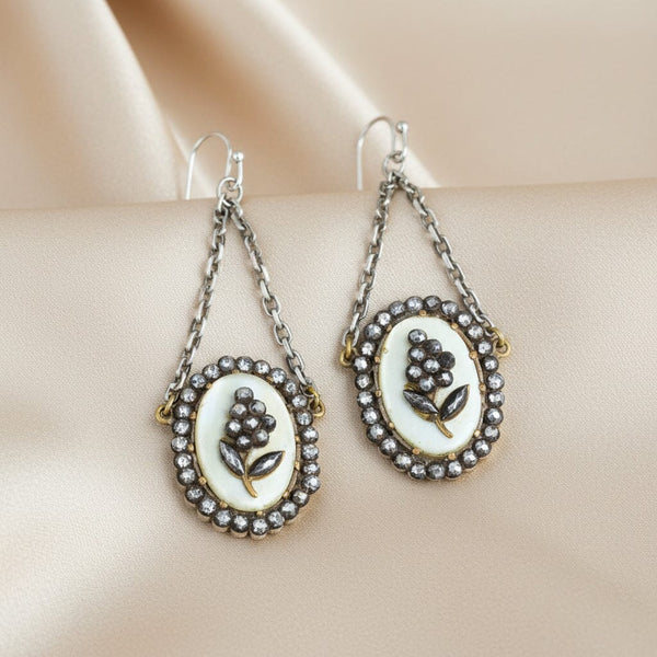 Antique Georgian Cut Steel Mother of Pearl Earrings - Boylerpf