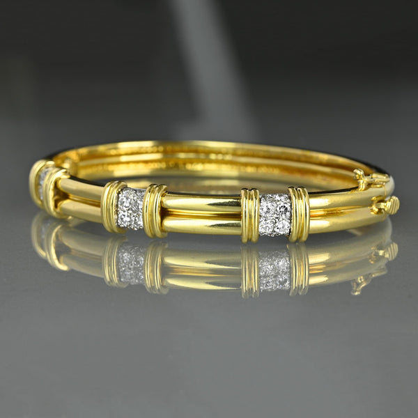 Vintage Tiffany & Co. 18K Gold Diamond Bangle Bracelet