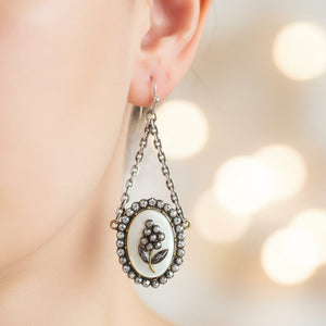 Antique Georgian Cut Steel Mother of Pearl Earrings - Boylerpf