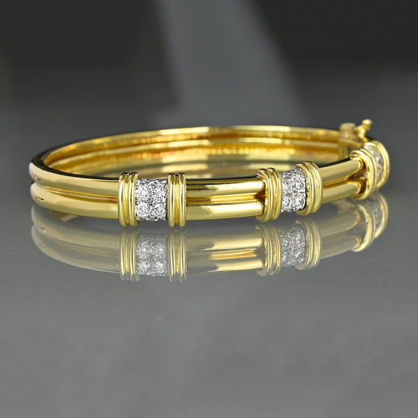 Vintage Tiffany & Co. 18K Gold Diamond Bangle Bracelet
