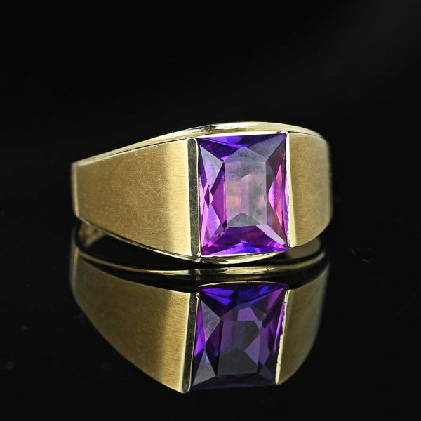 Vintage Color Change Sapphire Gold Signet Ring - Boylerpf