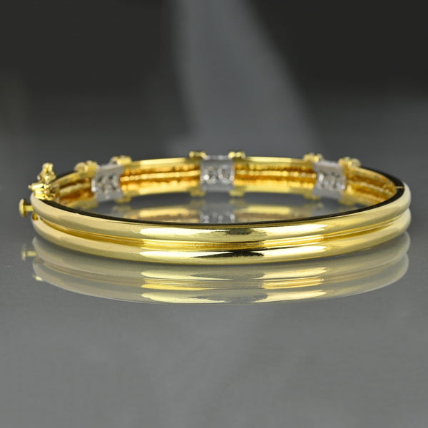 Vintage Tiffany & Co. 18K Gold Diamond Bangle Bracelet