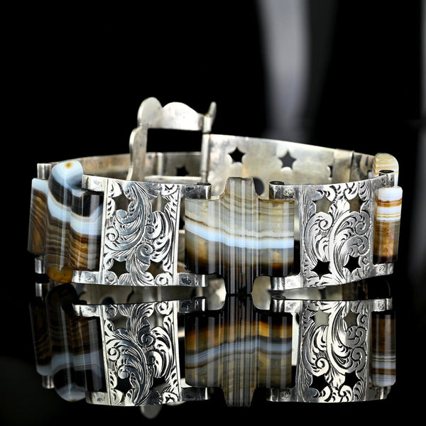 Victorian Scottish Agate Buckle Bracelet | Sterling Silver - Boylerpf