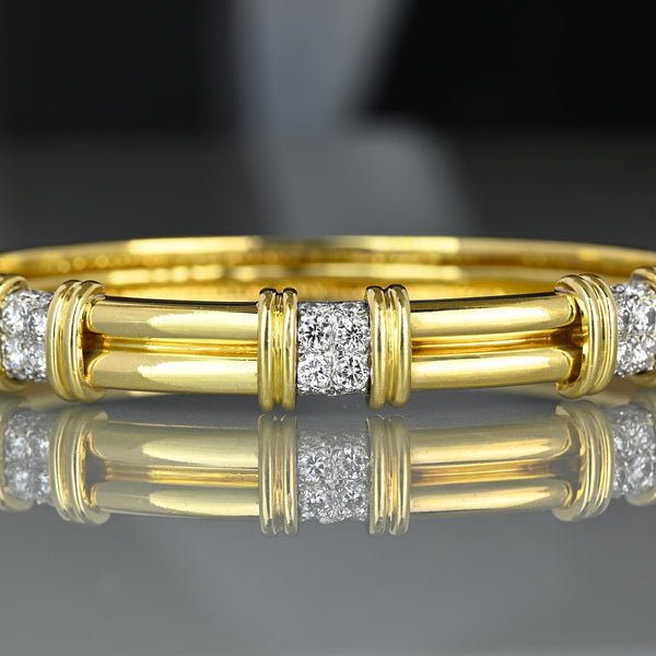 Vintage Tiffany & Co. 18K Gold Diamond Bangle Bracelet