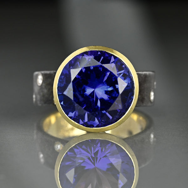 Pat Flynn Queen’s Ring 7.14ct Tanzanite 18K Gold Diamond - Boylerpf