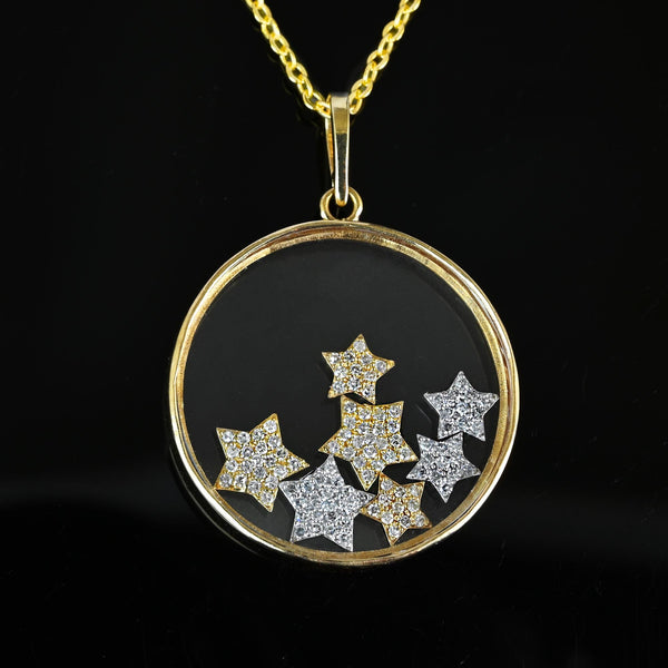 Unique 14K Gold 1 CTW Diamond Star Shaker Pendant Necklace - Boylerpf