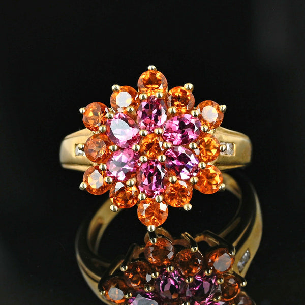 Vintage Spessartine Garnet Tourmaline Diamond Ring