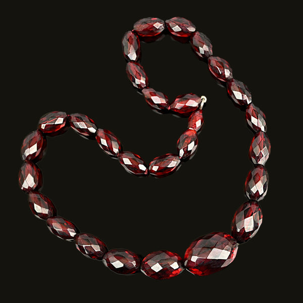 Art Deco Cherry Amber Bakelite Bead Necklace - Boylerpf
