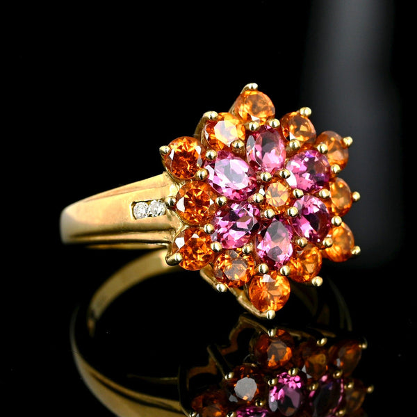 Vintage Spessartine Garnet Tourmaline Diamond Ring