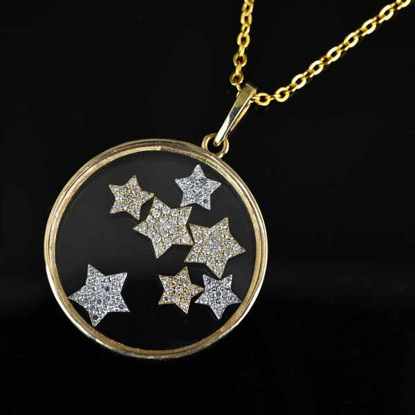 Unique 14K Gold 1 CTW Diamond Star Shaker Pendant Necklace - Boylerpf