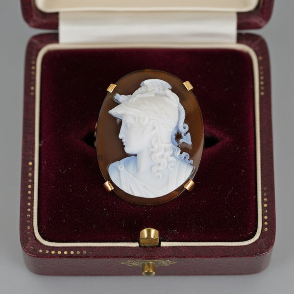 Antique Victorian 14K Gold Achilles Hardstone Cameo Ring