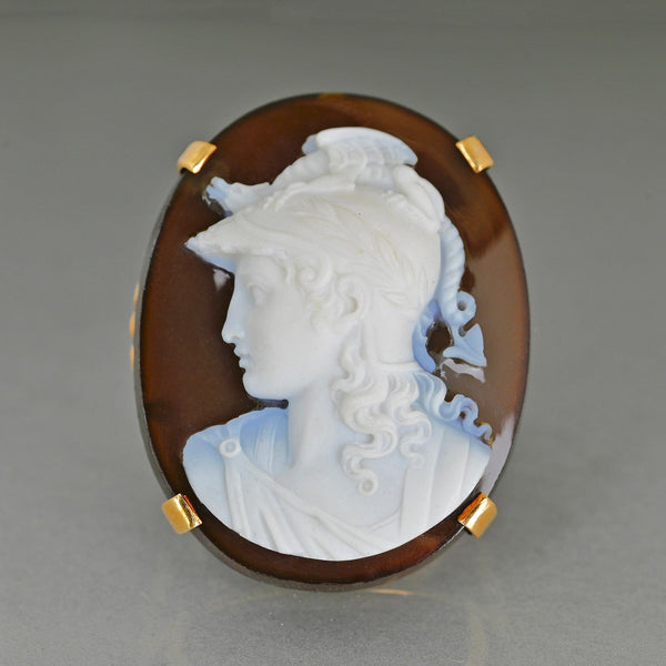 Antique Victorian 14K Gold Achilles Hardstone Cameo Ring