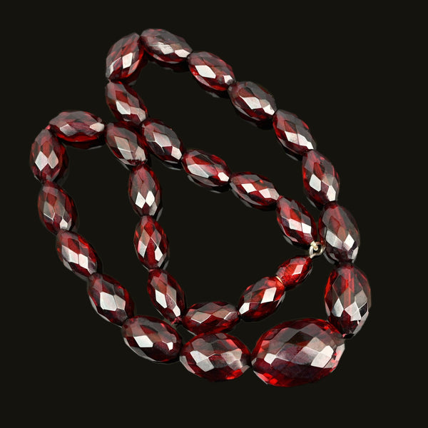 Art Deco Cherry Amber Bakelite Bead Necklace - Boylerpf