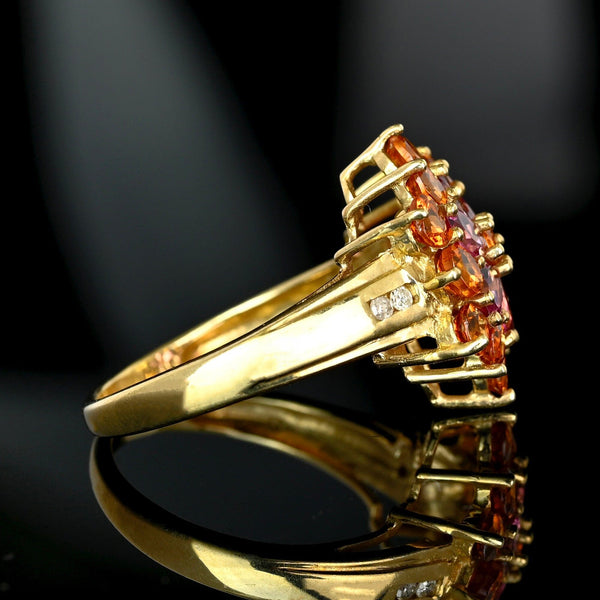 Vintage Spessartine Garnet Tourmaline Diamond Ring