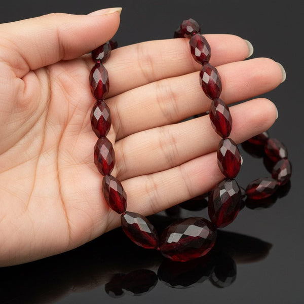 Art Deco Cherry Amber Bakelite Bead Necklace - Boylerpf