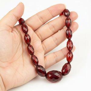 Art Deco Cherry Amber Bakelite Bead Necklace - Boylerpf