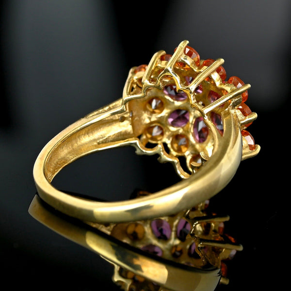 Vintage Spessartine Garnet Tourmaline Diamond Ring