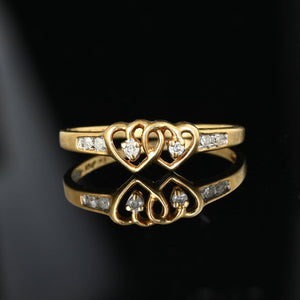 Vintage 10K Gold Diamond Joined Heart Ring - Boylerpf