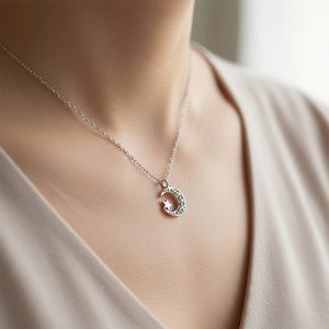 Vintage 10K White Gold Diamond Crescent Moon Star Pendant Necklace - Boylerpf