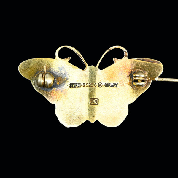 Hroar Prydz Guilloche Enamel Norwegian Butterfly Brooch - Boylerpf