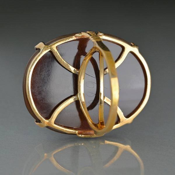 Antique Victorian 14K Gold Achilles Hardstone Cameo Ring