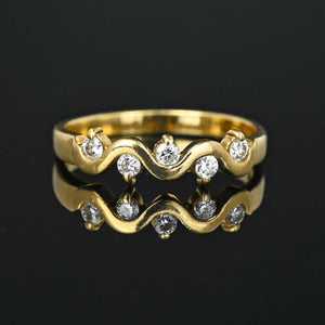Vintage Zig Zag Diamond Wave Ring in Gold - Boylerpf