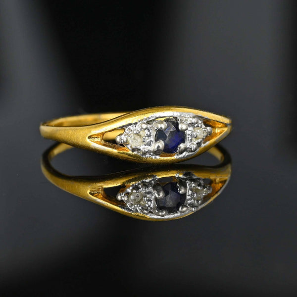 Vintage 10K Gold Diamond Accent Sapphire Ring - Boylerpf