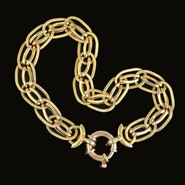 Wide Textured Florentine Gold Curb Link Chain Bracelet, 7.7 grams - Boylerpf