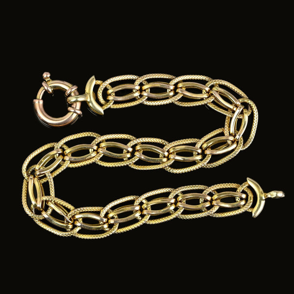 Wide Textured Florentine Gold Curb Link Chain Bracelet, 7.7 grams - Boylerpf