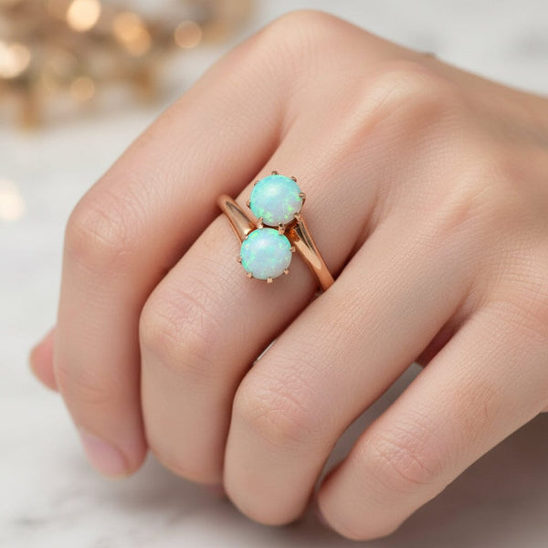 Antique Toi et Moi Opal Ring 14K Gold Early 20th Century - Boylerpf