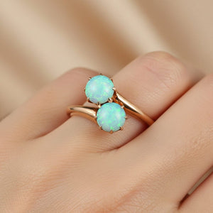 Antique Toi et Moi Opal Ring 14K Gold Early 20th Century - Boylerpf
