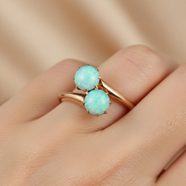 Antique Toi et Moi Opal Ring 14K Gold Early 20th Century - Boylerpf