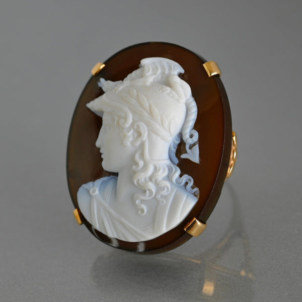 Antique Victorian 14K Gold Achilles Hardstone Cameo Ring