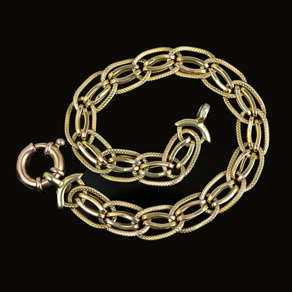 Wide Textured Florentine Gold Curb Link Chain Bracelet, 7.7 grams - Boylerpf
