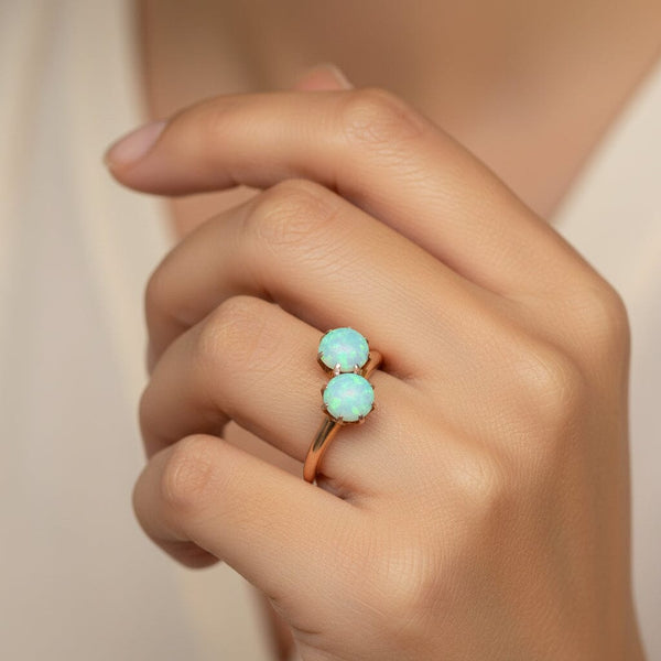 Antique Toi et Moi Opal Ring 14K Gold Early 20th Century - Boylerpf