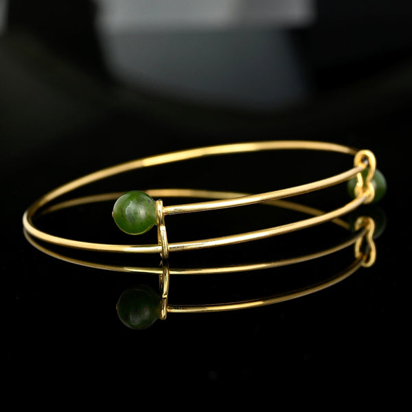 Vintage 14K Gold Jadeite Bangle Bracelet Expandable